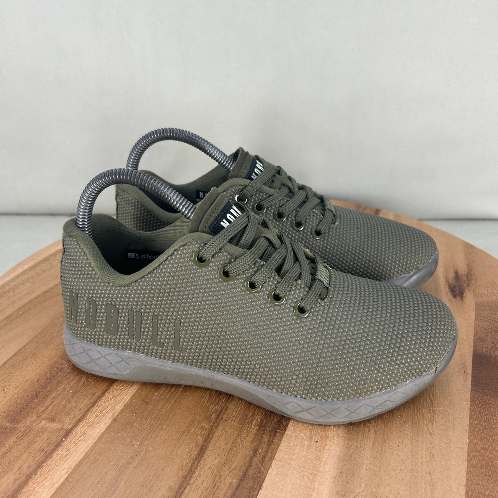 NOBULL SuperFabric Army Green Trainer Shoes Mens 5.5 Womens 7 Low Top Sneaker